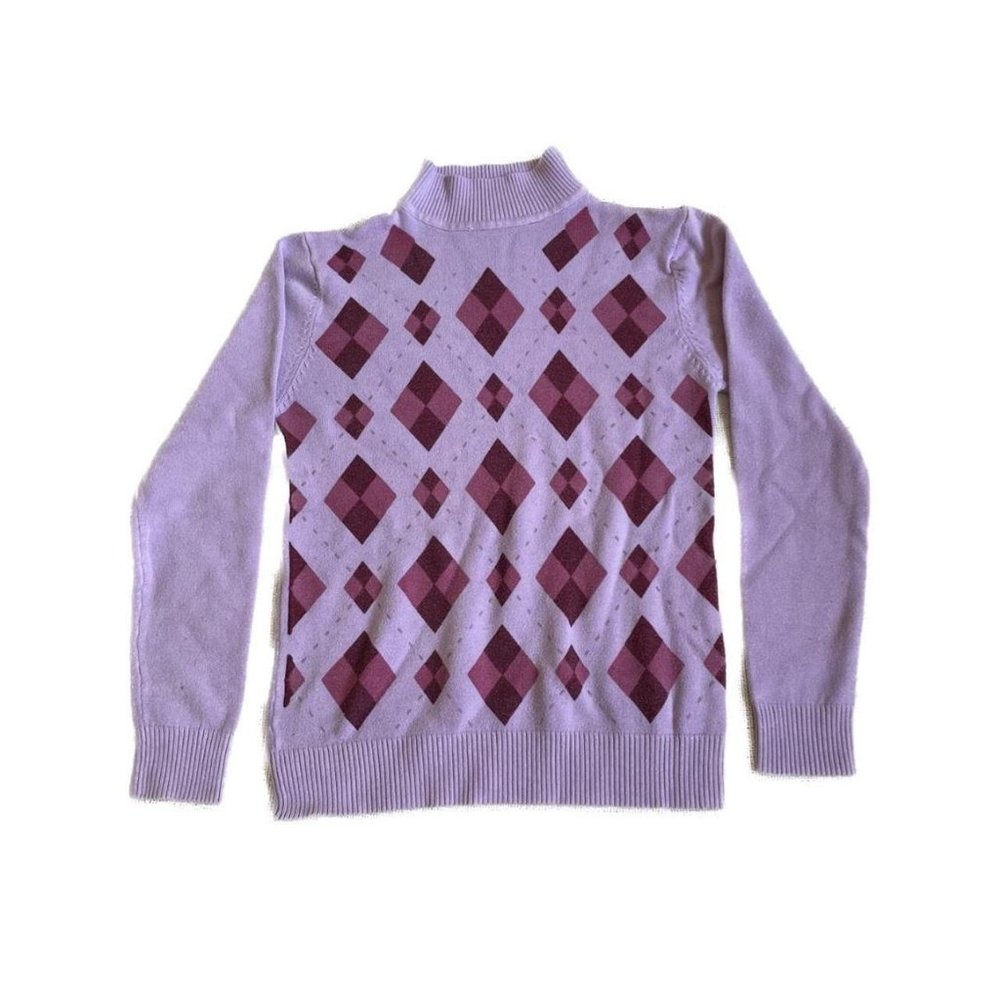 y2k Preppy Argyle Style Turtleneck Sweater